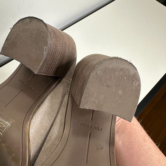 Dolce Vita Gray Selene Suede Almond toe Slide On Mule Bootie Block Heels 7.5 - Picture 12 of 15